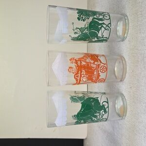 3 CIRCUS PERFORMERS BEAR HORSES SWANKY SWIG 16 OZ GLASS TUMBLER JELLY CANOPY
